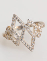 Nialaya Geometric Diamond Shape Pave CZ Crystal Jewelry Ring - EU57 | US8,5