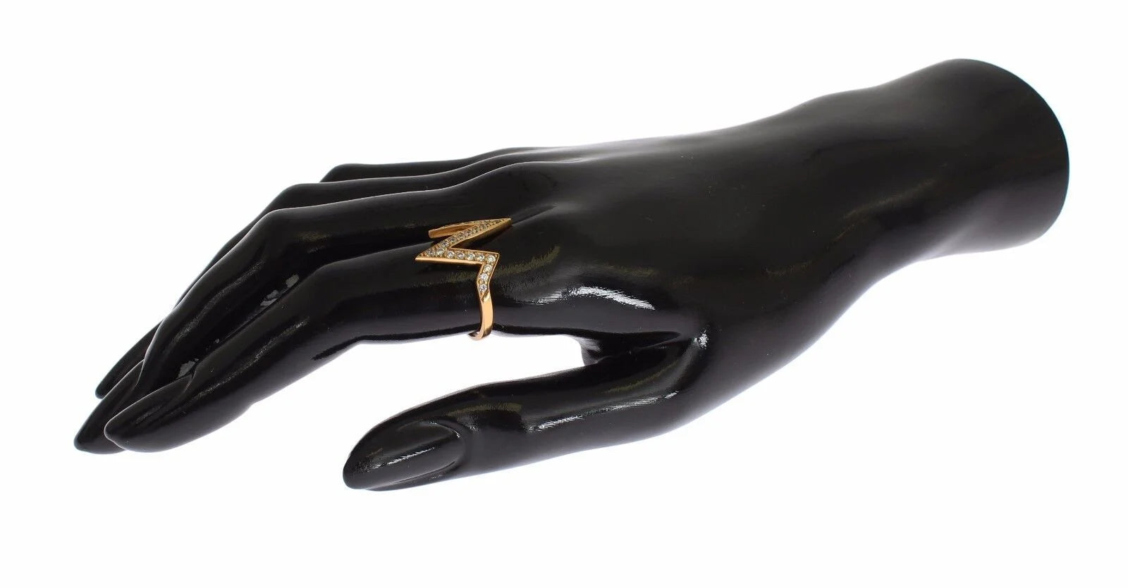 Nialaya Gold 925 Silver Womens Clear CZ 18K Ring - EU47 | US4 - Rings