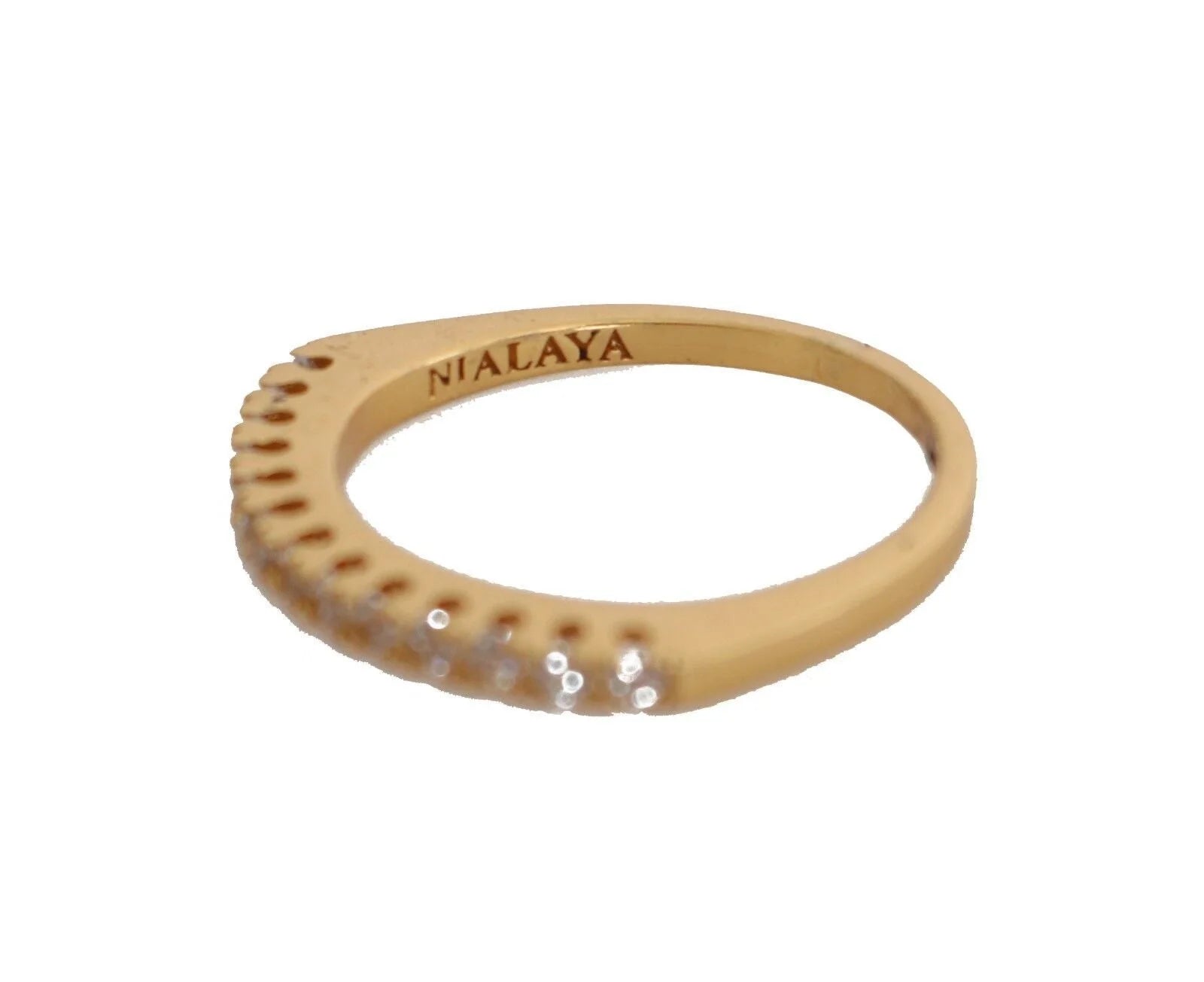 Nialaya Gold Authentic Womens Clear CZ Gold 925 Silver Ring - Rings