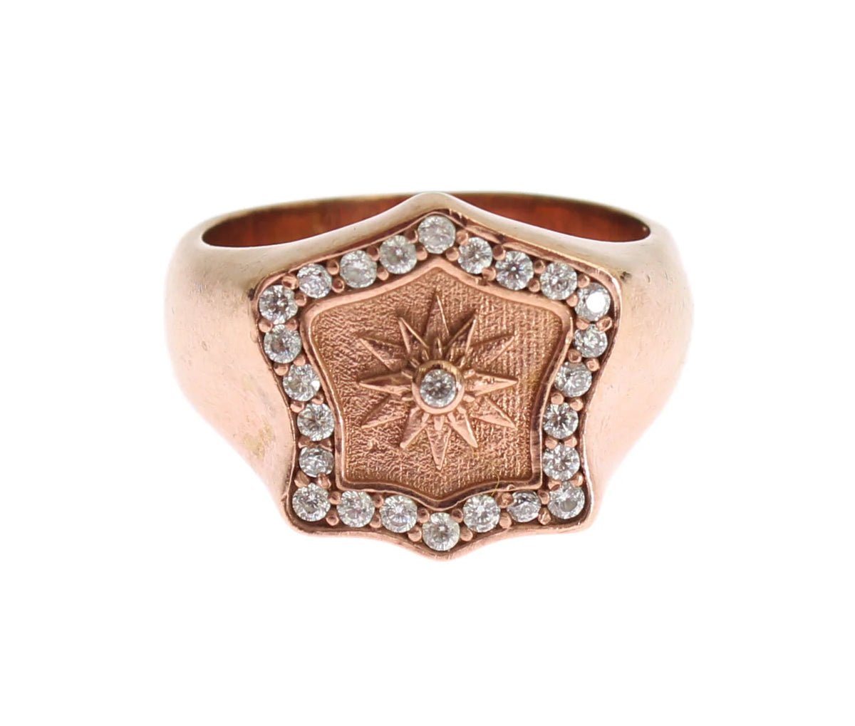 Nialaya Pink Gold 925 Silver Authentic Clear Ring - Rings