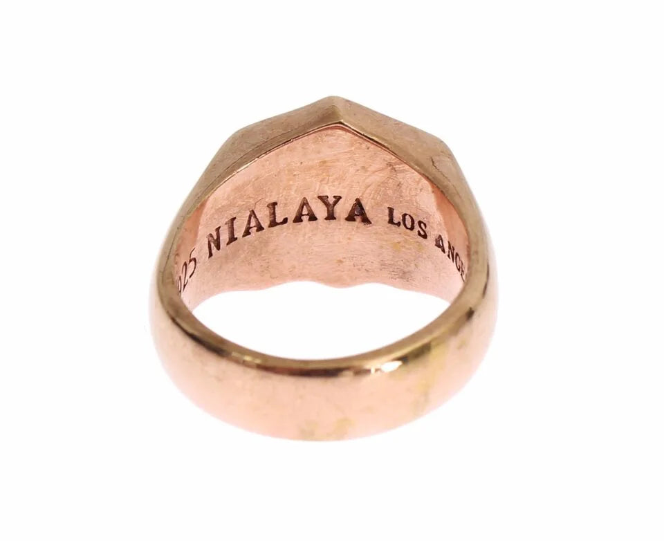 Nialaya Pink Gold 925 Silver Authentic Clear Ring - Rings
