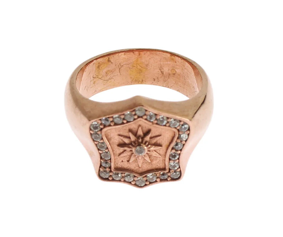 Nialaya Pink Gold 925 Silver Authentic Clear Ring - Rings
