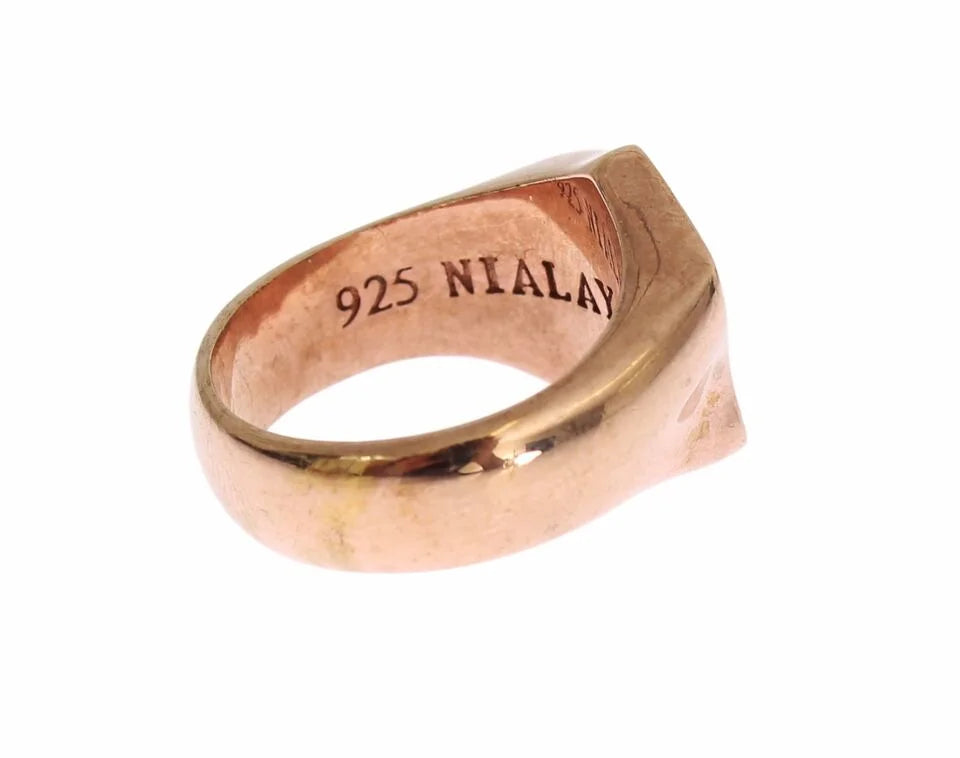 Nialaya Pink Gold 925 Silver Authentic Clear Ring - Rings