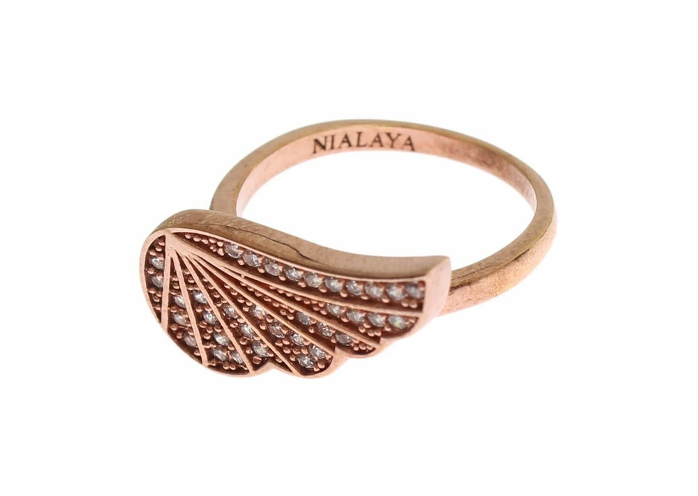 Nialaya Pink Gold 925 Silver Womens Clear CZ Ring - Rings