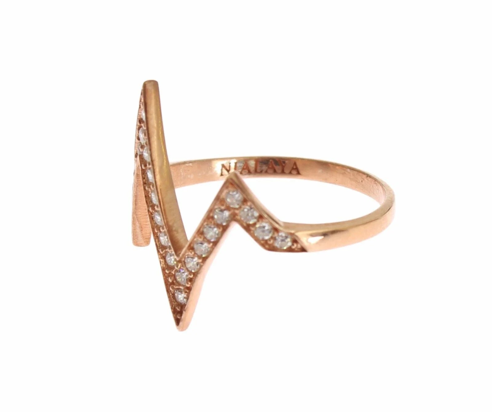 Nialaya Pink Gold 925 Silver Womens Clear Ring - EU47 | US4 - Rings