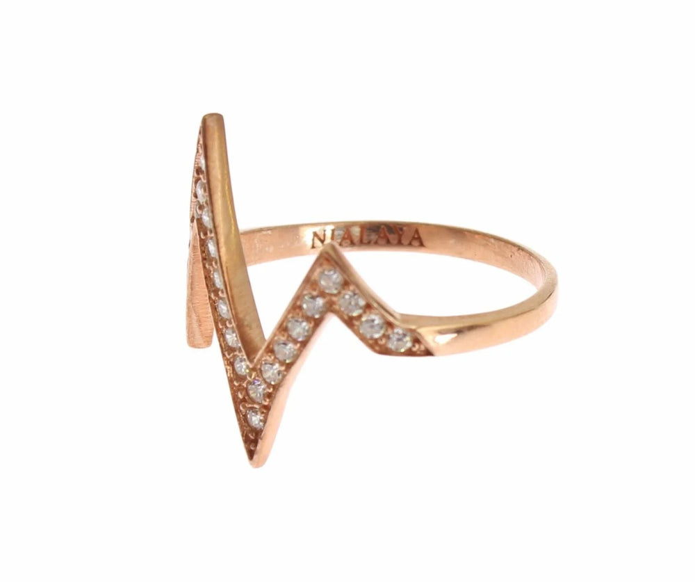 Nialaya Pink Gold 925 Silver Womens Clear Ring - EU47 | US4 - Rings