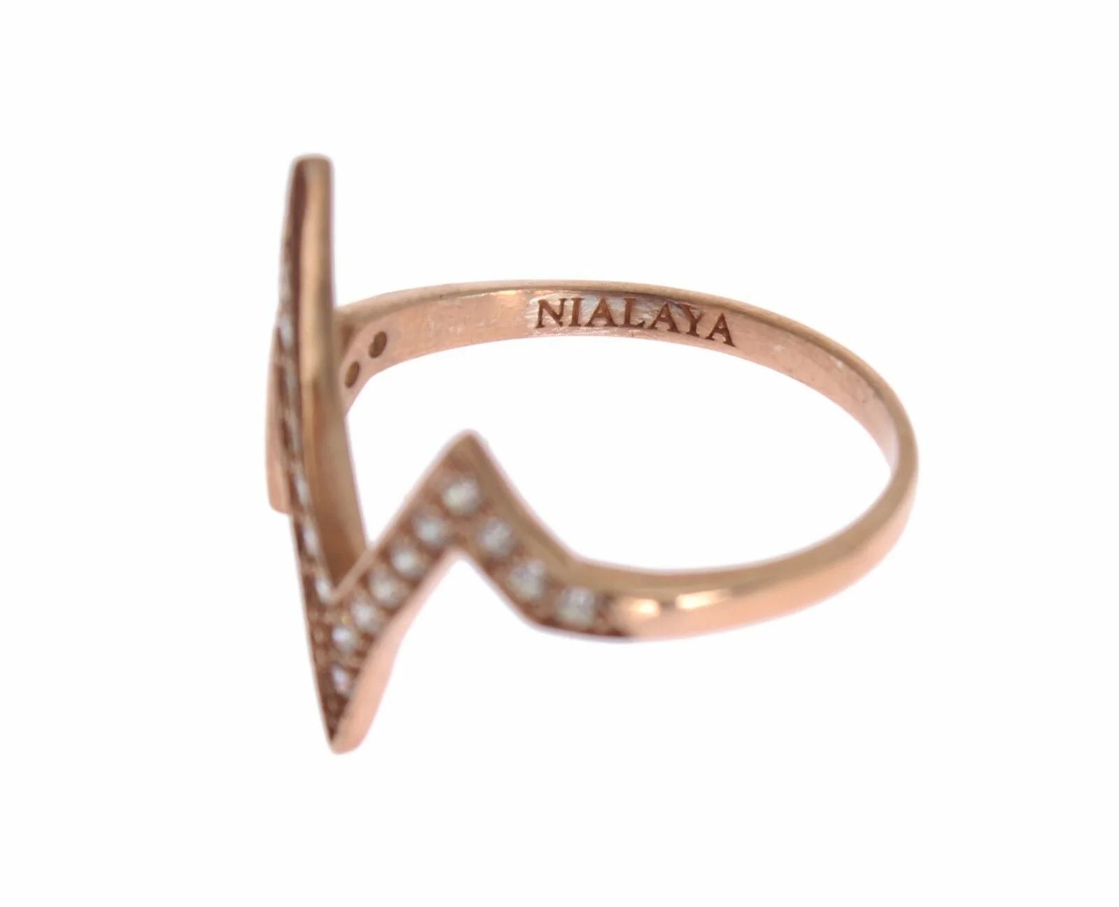 Nialaya Pink Gold 925 Silver Womens Clear Ring - EU47 | US4 - Rings