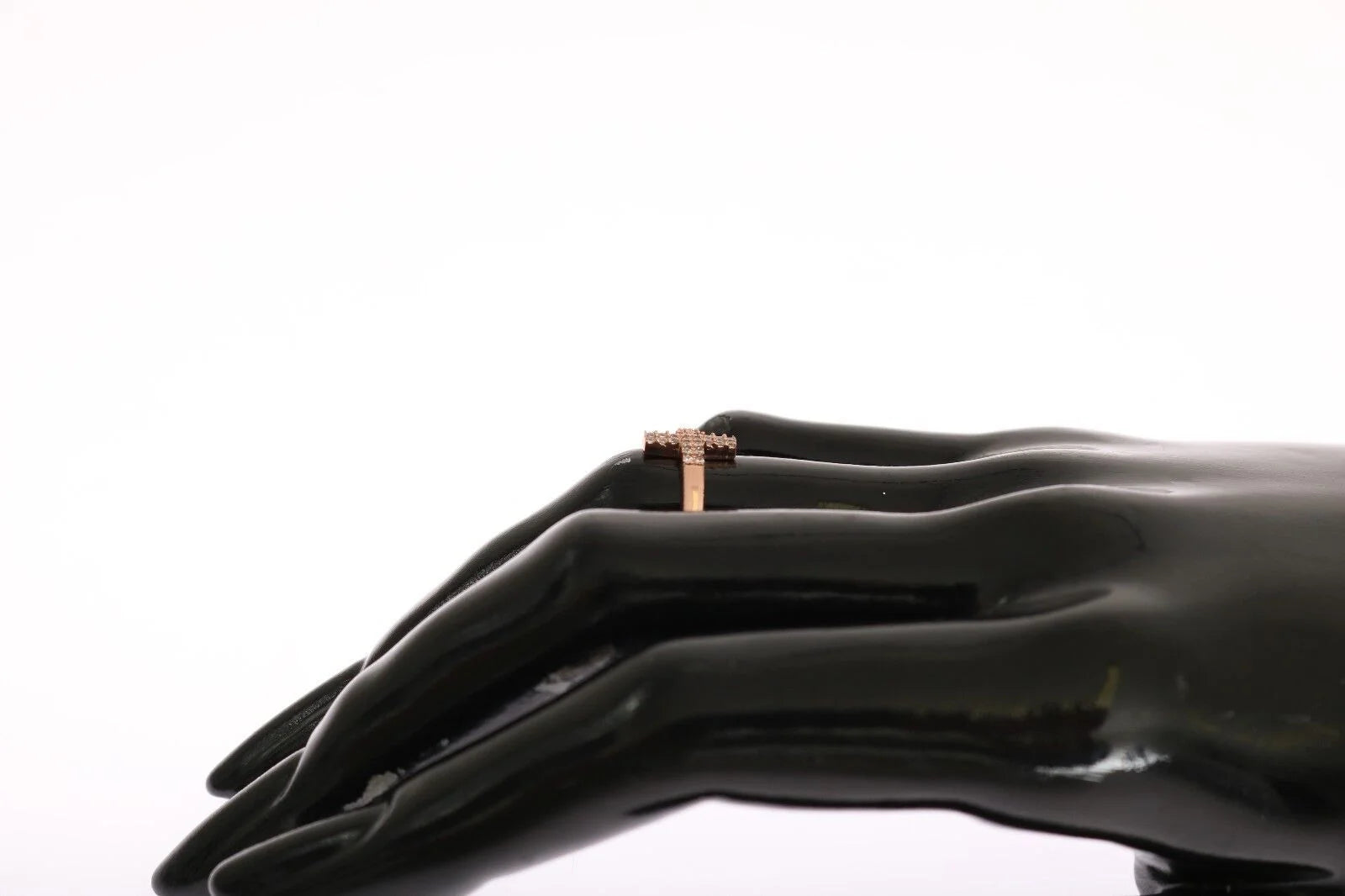 Nialaya Pink Gold 925 Silver Womens Cross CZ Ring - Rings