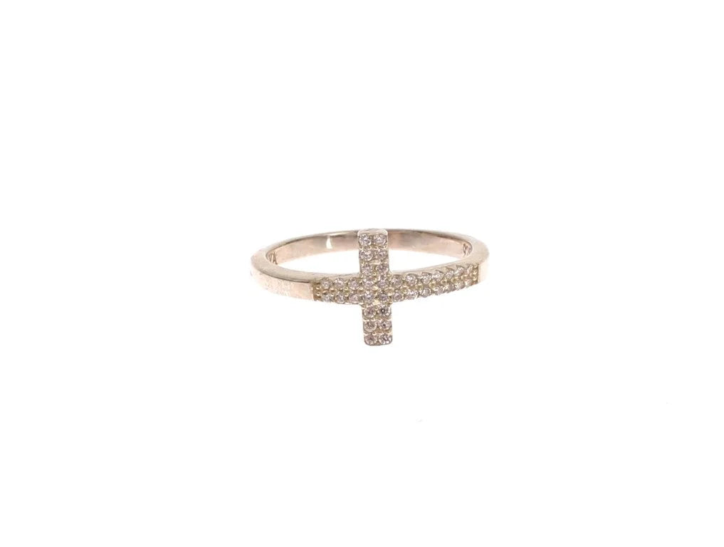 Nialaya Silver CZ Cross 925 Ring - Rings