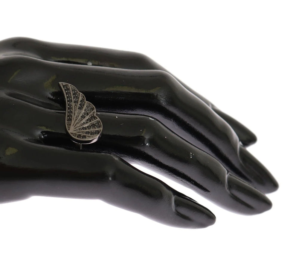 Nialaya Silver Womens Black CZ Rhodium 925 Ring - EU54 | US7 - Rings