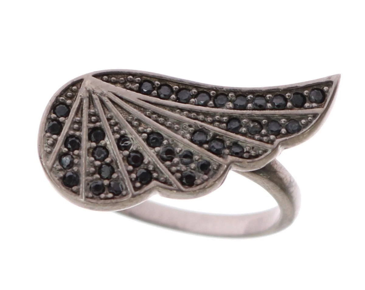 Nialaya Silver Womens Black CZ Rhodium 925 Ring - EU54 | US7 - Rings