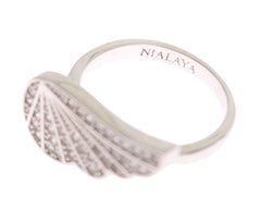 Nialaya Silver Womens Wing Clear CZ 925 Silver Ring - Rings
