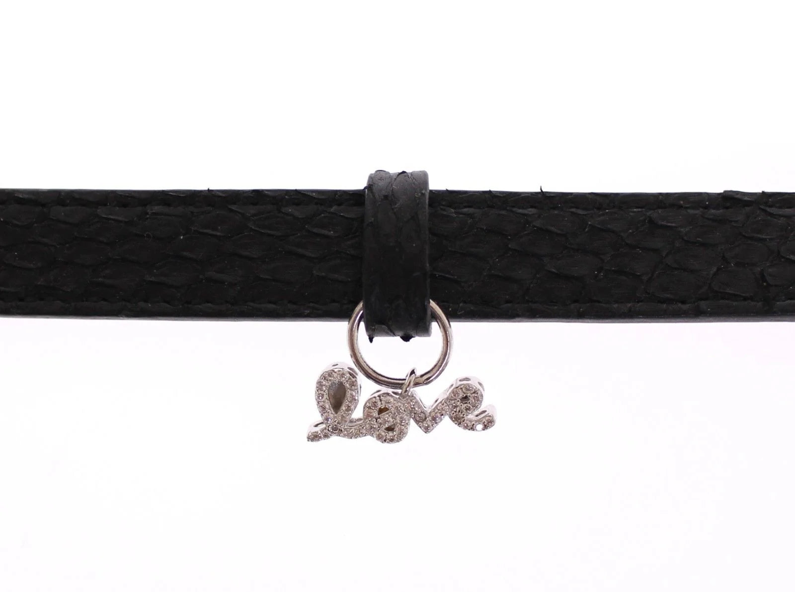 Nialaya Snakeskin CZ LOVE 925 Silver Bracelet - M - Bracelets