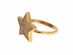 Nialaya Star Gold 925 Silver Womens Clear Ring - EU54 | US7 - Rings