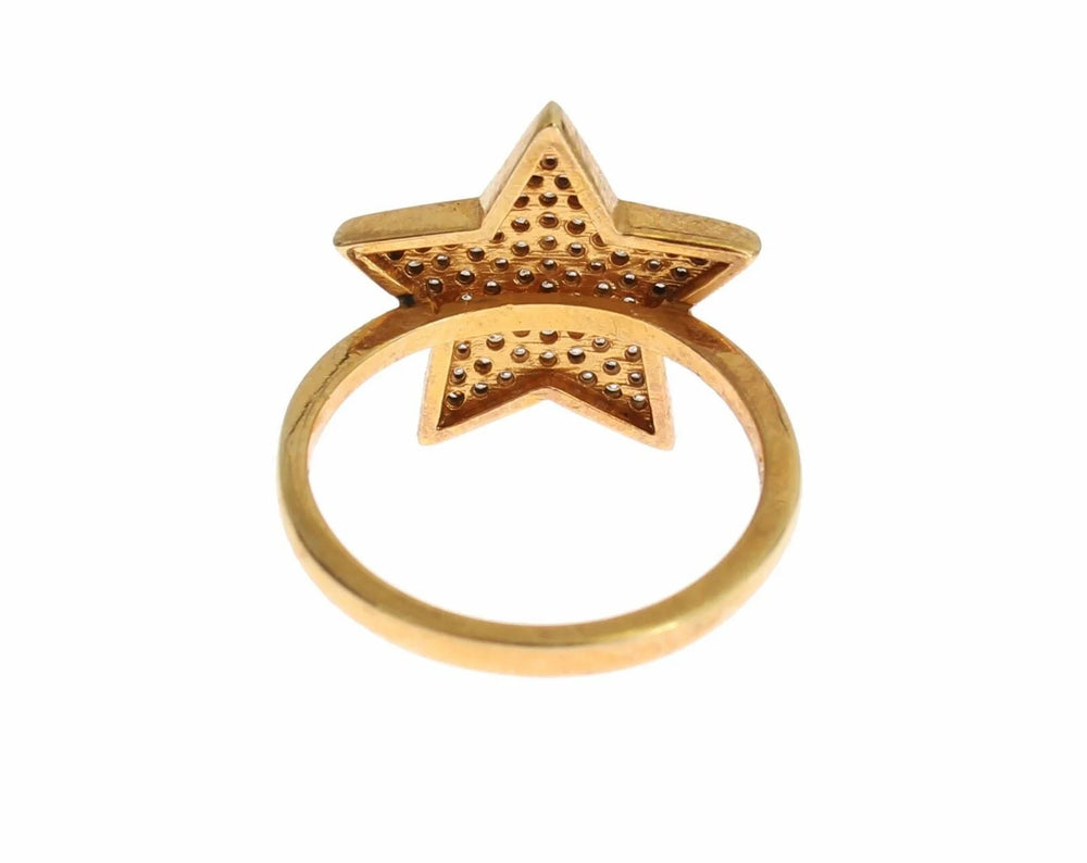 Nialaya Star Gold 925 Silver Womens Clear Ring - EU54 | US7 - Rings
