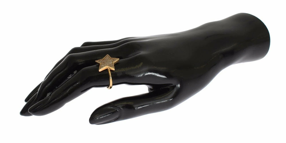 Nialaya Star Gold 925 Silver Womens Clear Ring - EU54 | US7 - Rings