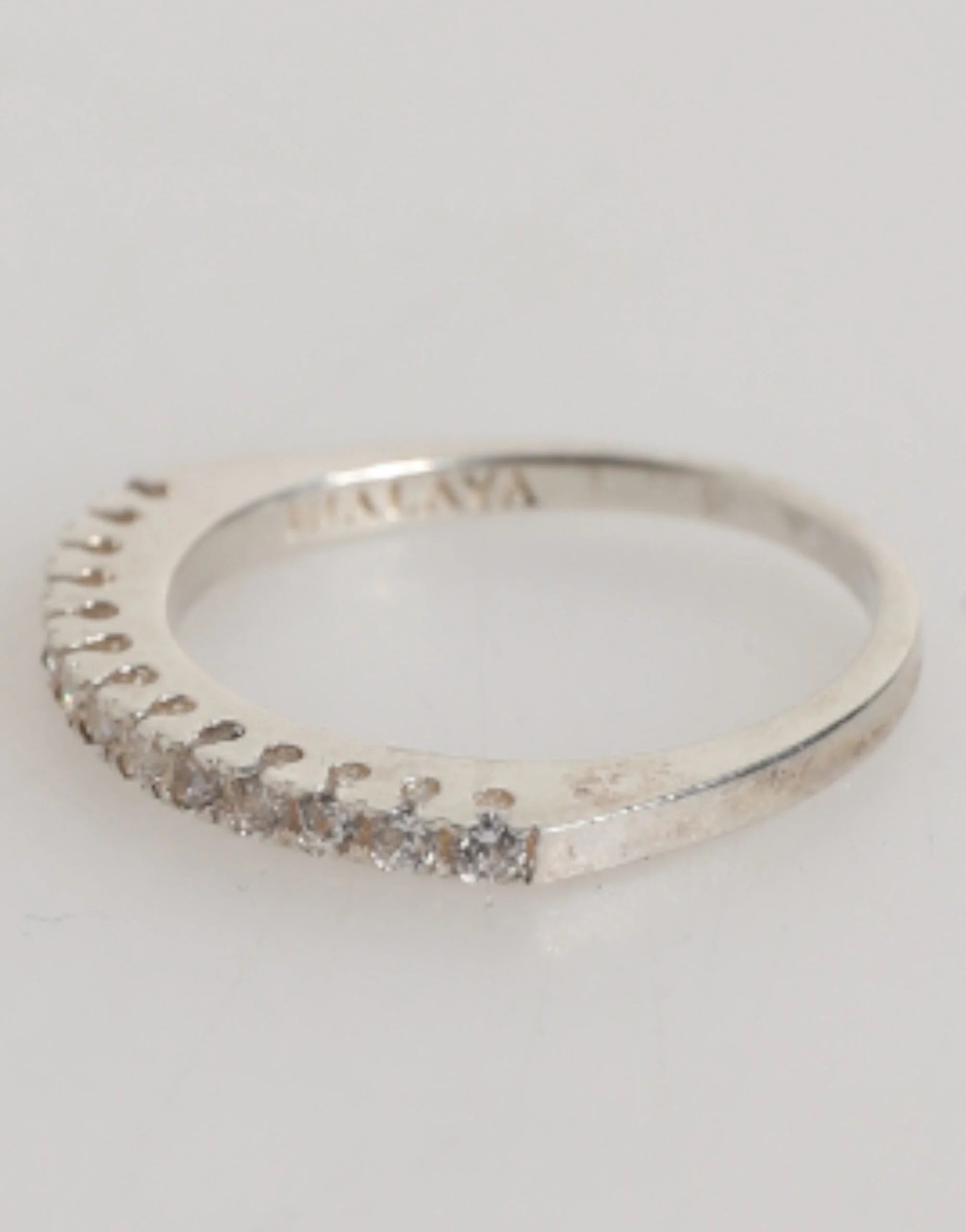 Nialaya Sterling Silver 925 Band Pave CZ Crystal Eternity Ring - Rings