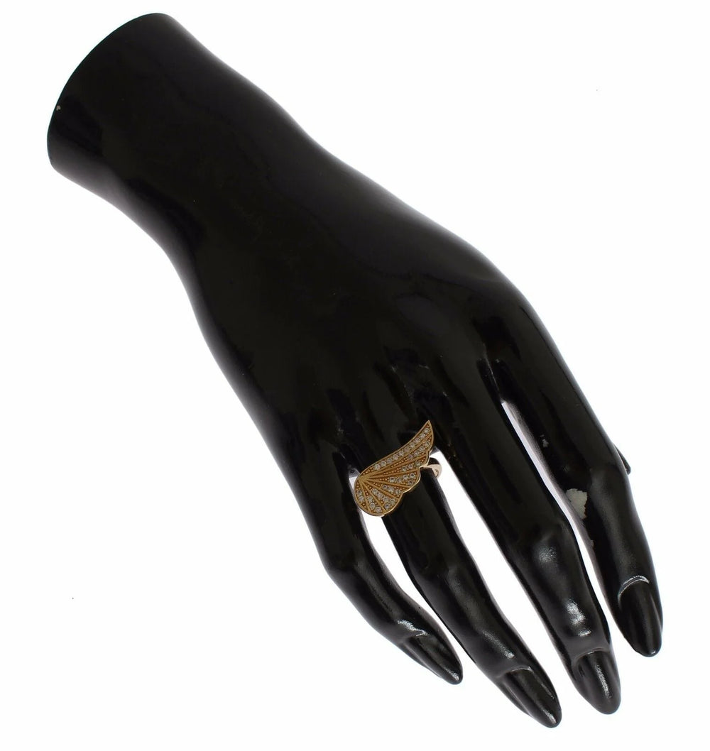 Nialaya Womens Clear CZ Gold 925 Silver Authentic Ring - EU48 | US4.5 - Rings