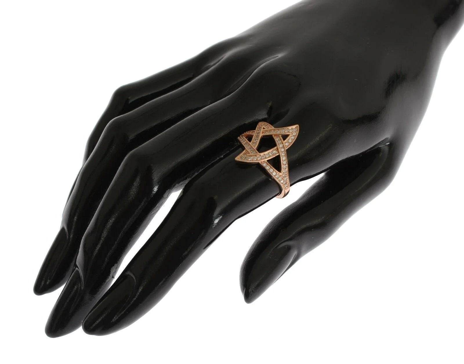 Nialaya Womens Clear CZ Gold 925 Silver Ring - EU57 | US8,5