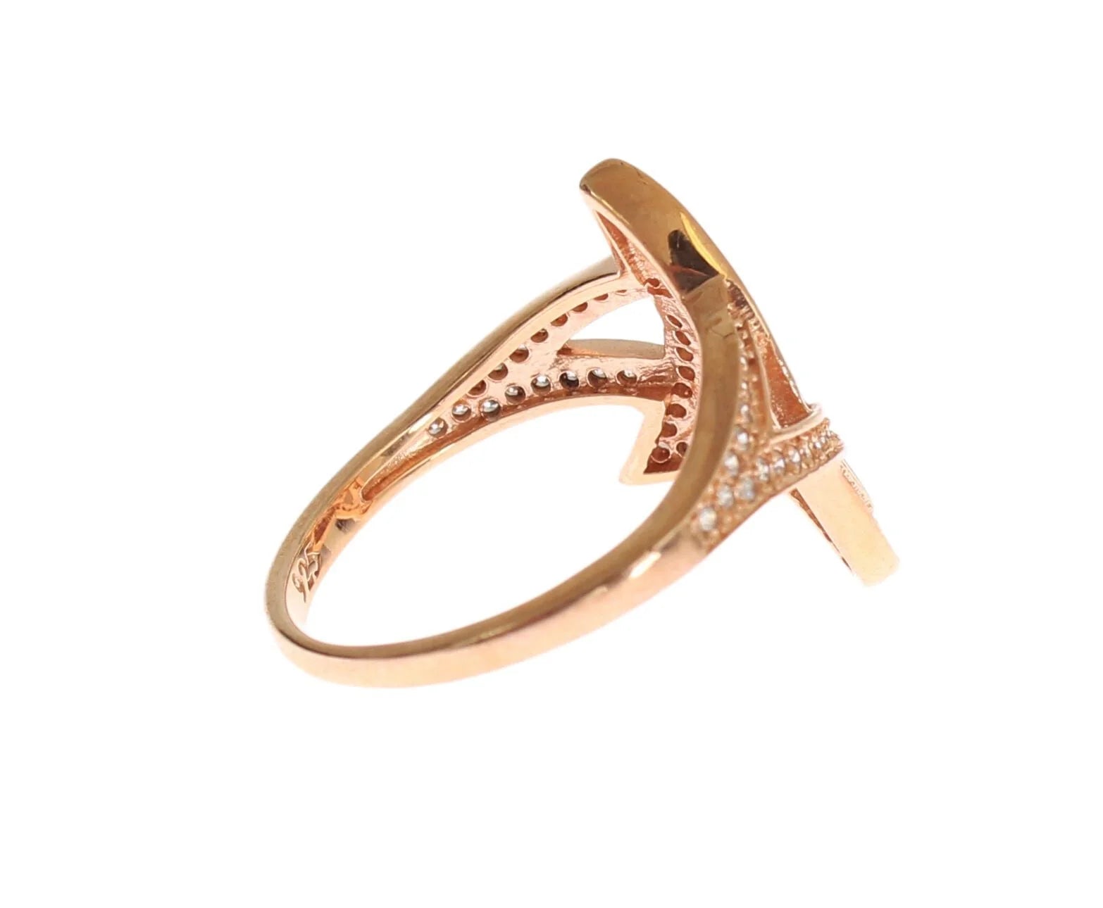 Nialaya Womens Clear CZ Gold 925 Silver Ring - EU57 | US8,5