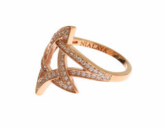 Nialaya Womens Clear CZ Gold 925 Silver Ring - EU57 | US8,5