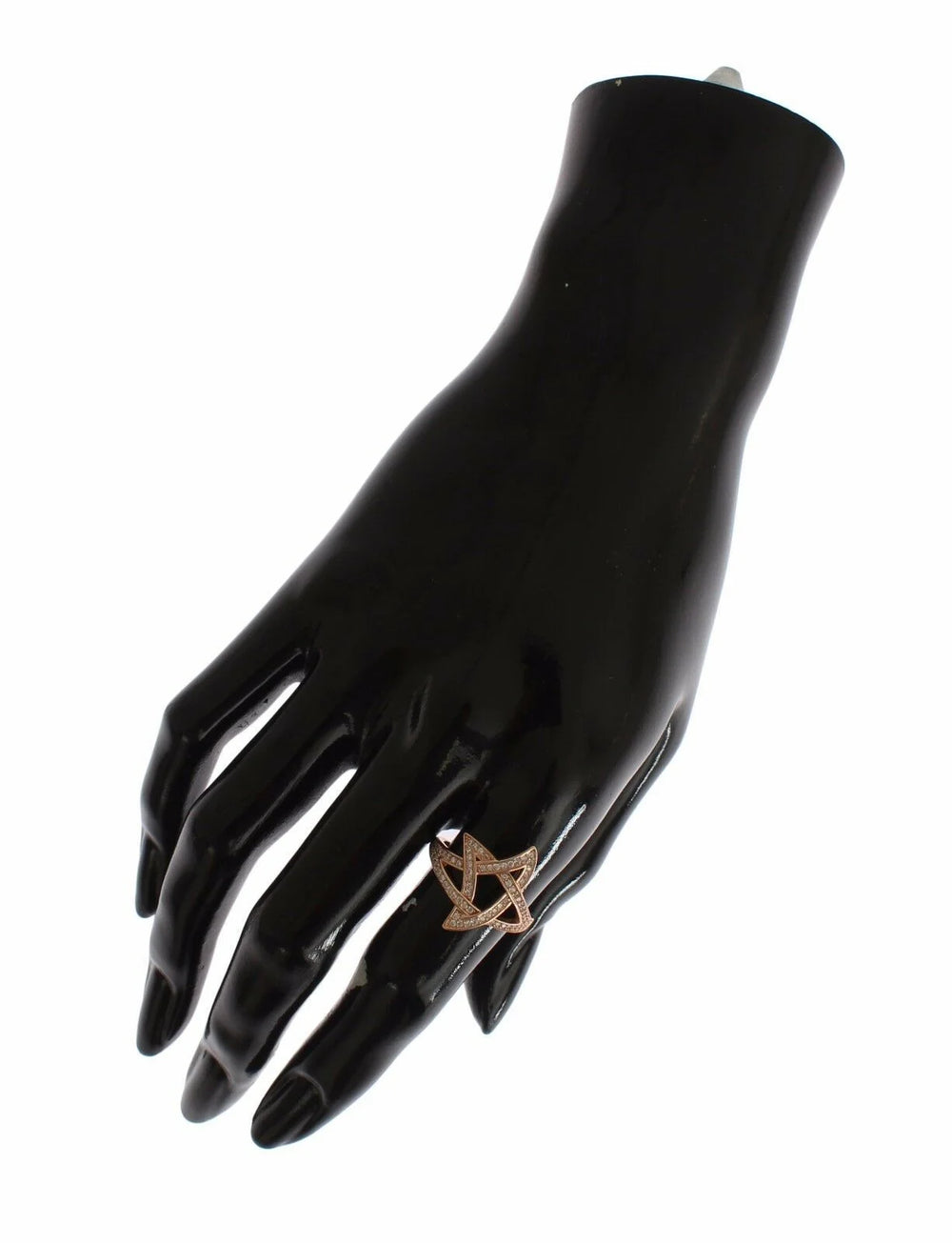 Nialaya Womens Clear CZ Gold 925 Silver Ring - EU57 | US8,5 - Rings