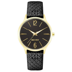 Nine West Black Leather Dress Watch