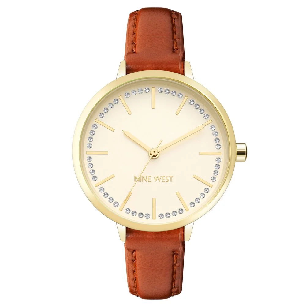 Nine West Brown Leather Dress Watch