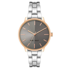 Nine West Gray Metal Dress Watch