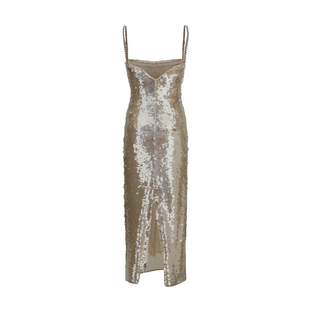 Nissa Gold Nylon Cocktail Dress