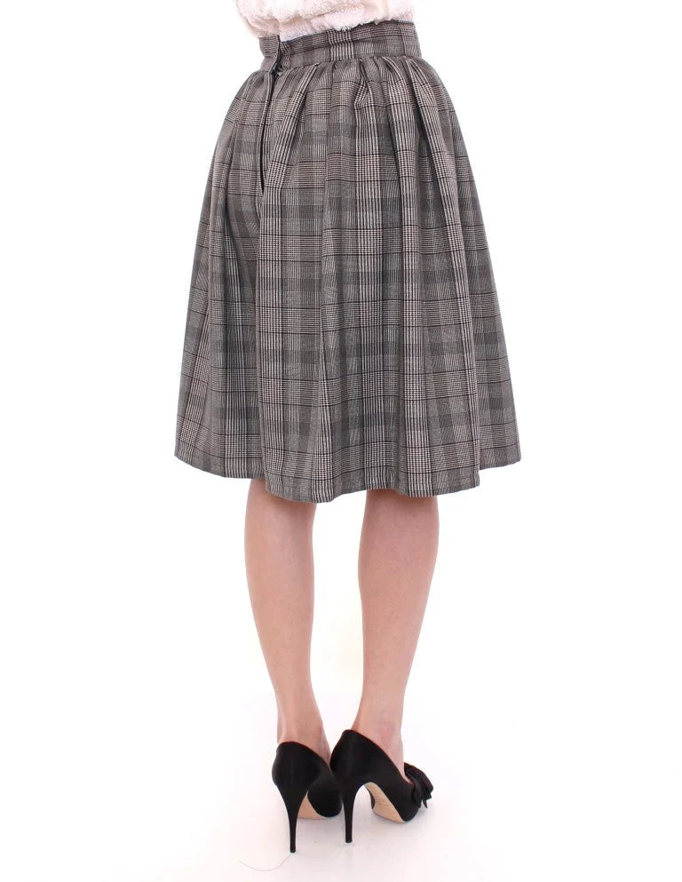NOEMI ALEMÁN Gray Checkered Wool Shorts Skirt - Skirts