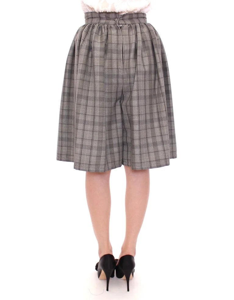 NOEMI ALEMÁN Gray Checkered Wool Shorts Skirt - Skirts