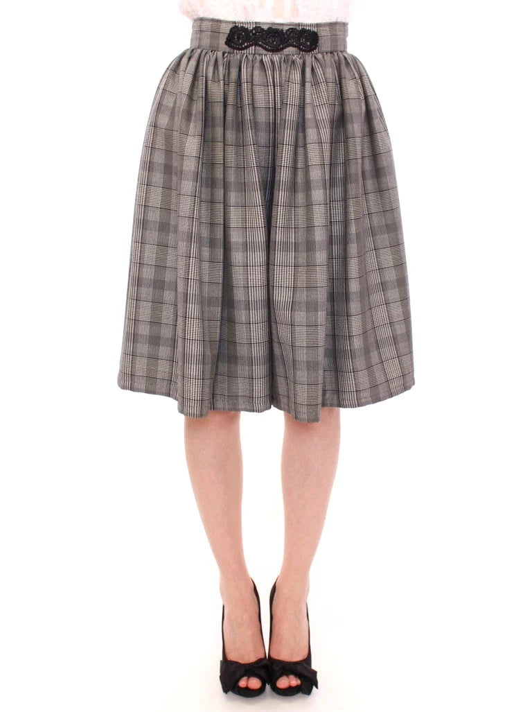 NOEMI ALEMÁN Gray Checkered Wool Shorts Skirt - Skirts