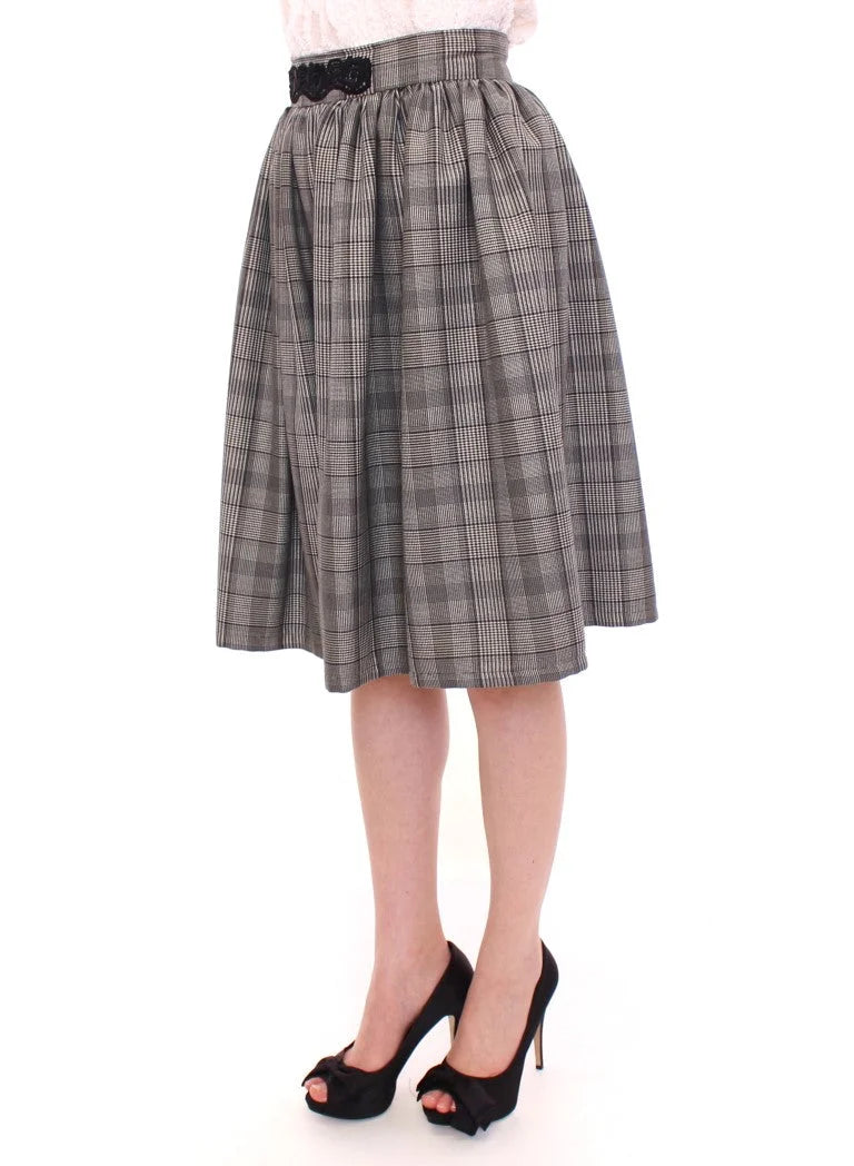 NOEMI ALEMÁN Gray Checkered Wool Shorts Skirt - Skirts