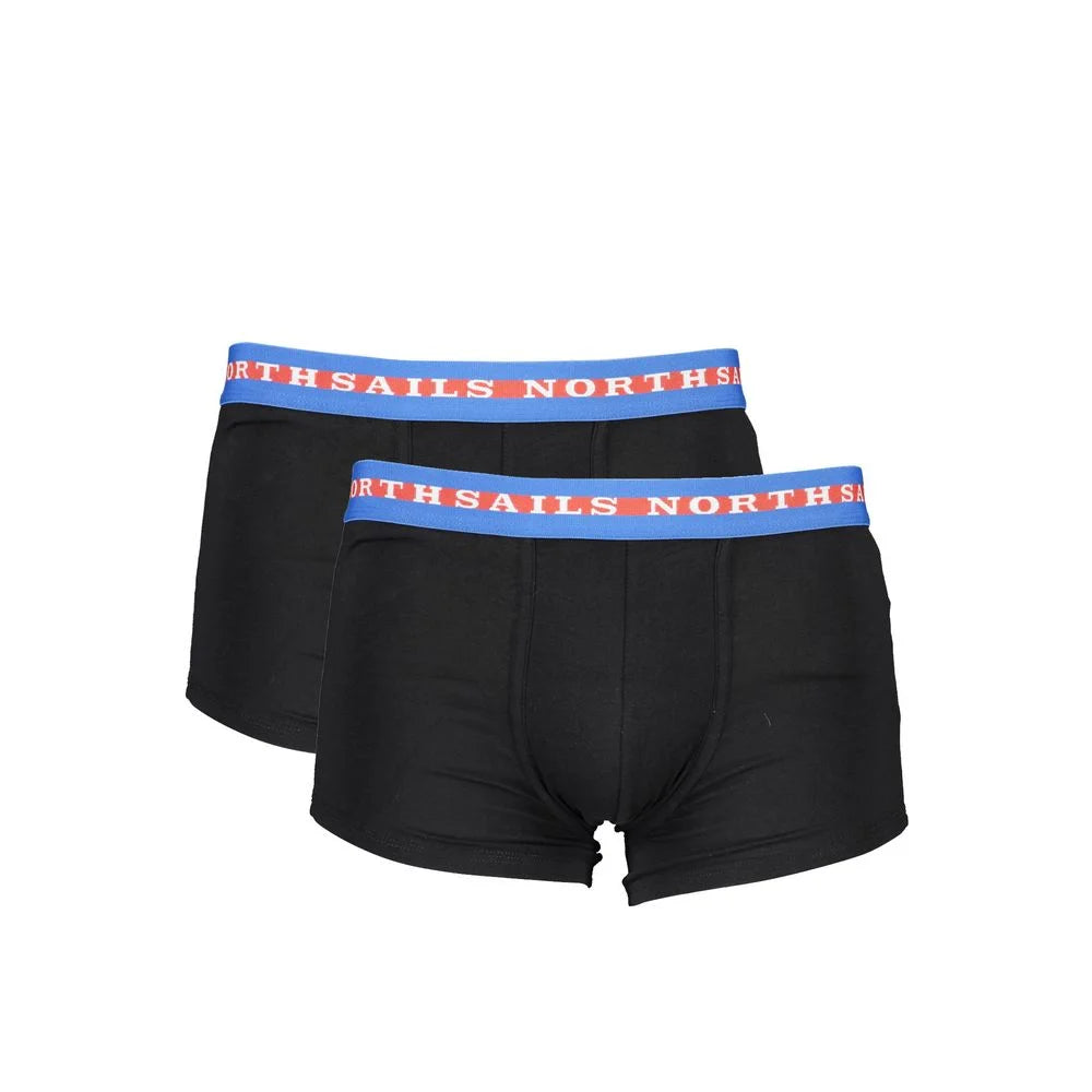 North Sails Black Cotton Men Boxer Pair - S