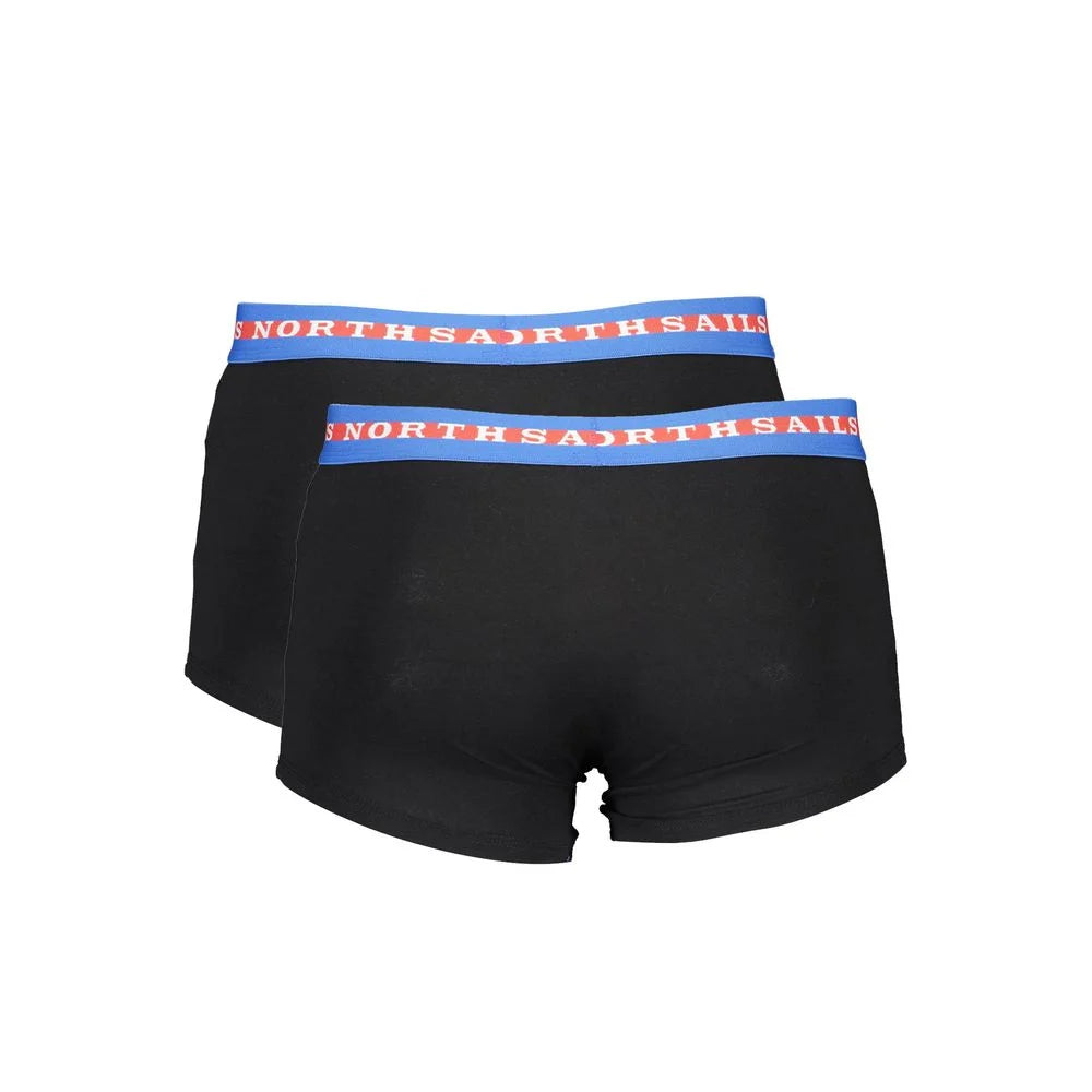North Sails Black Cotton Men Boxer Pair - S - Boxer Briefs