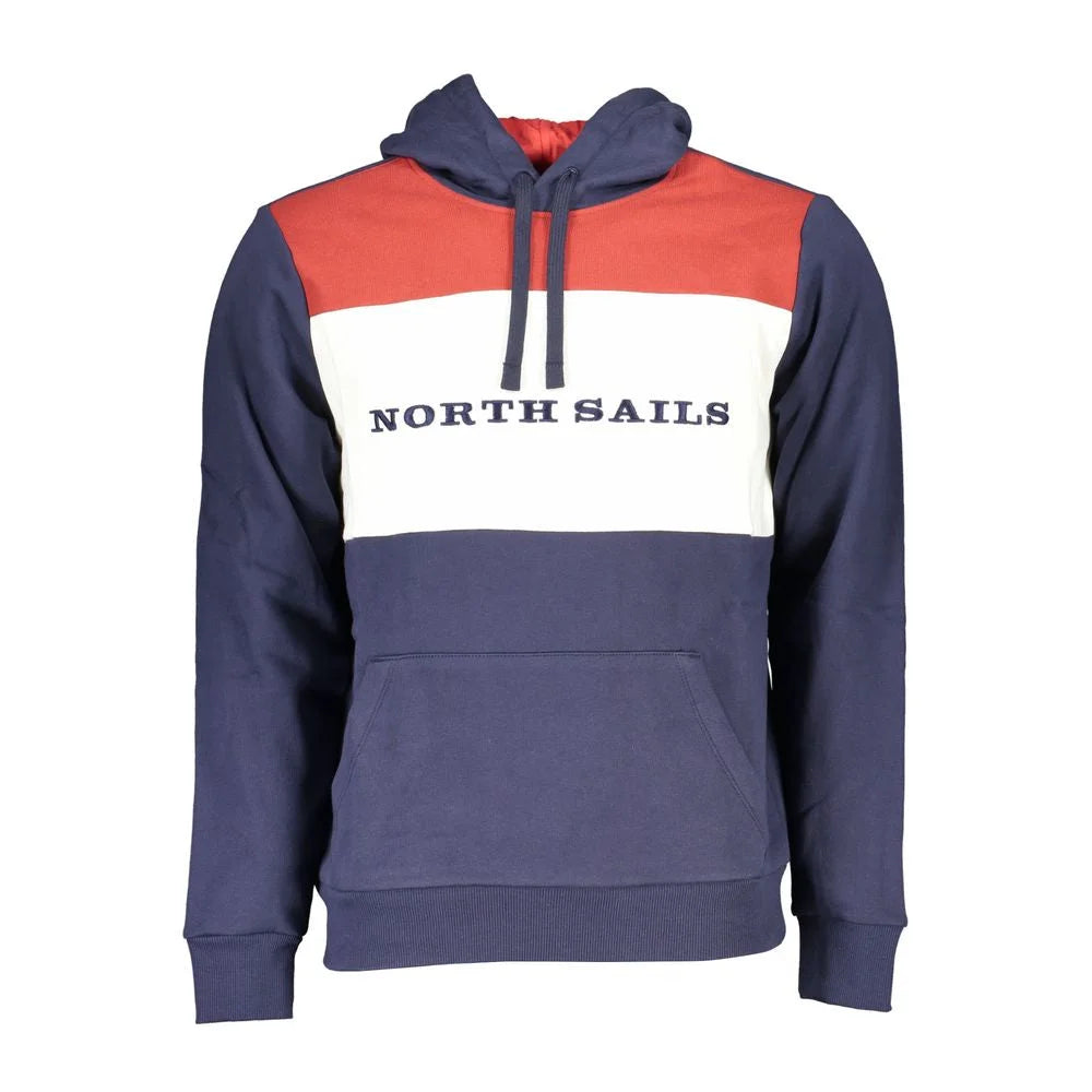 North Sails Blue Cotton Men Sweater with Hood - Hoodies