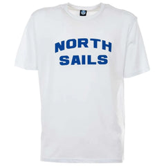 North Sails Elegant White Cotton Tee with Bold Blue Logo - T-Shirts