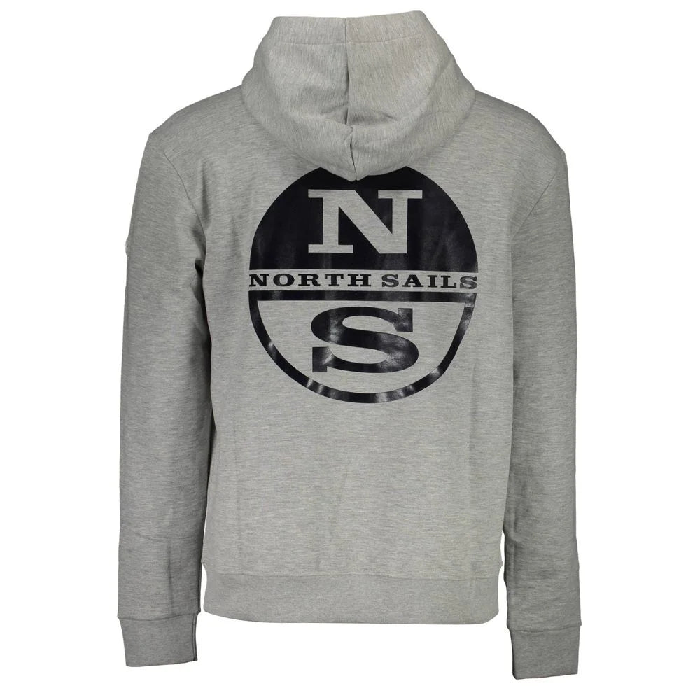 North Sails Gray Cotton Men Sweatshirt - S - Hoodies