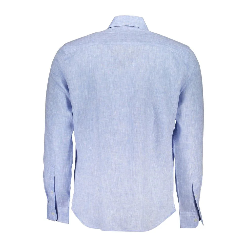 North Sails Light Blue Linen Men Shirt - M - Shirts