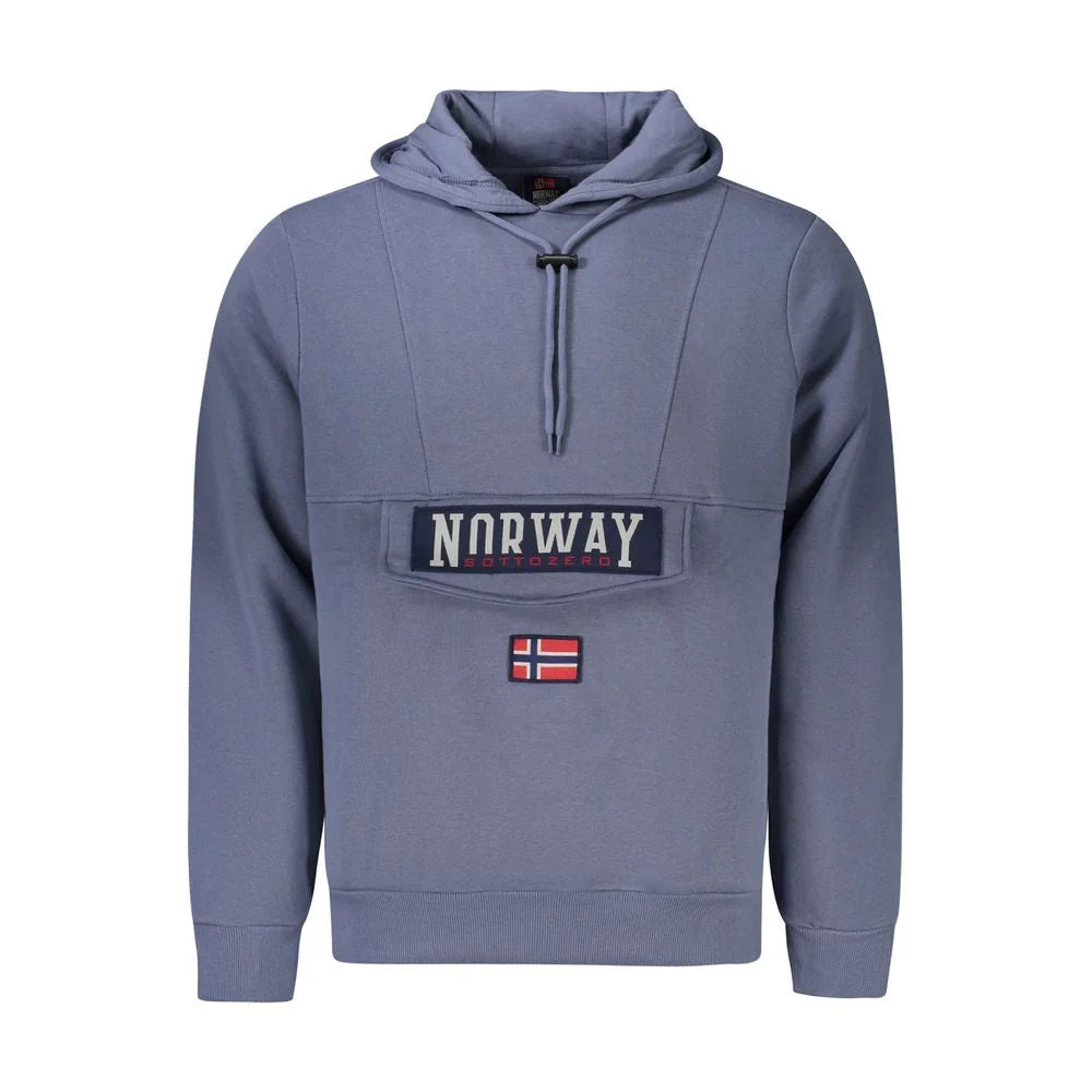 Norway 1963 Blue Cotton Men’s Hooded Sweater - Hoodies