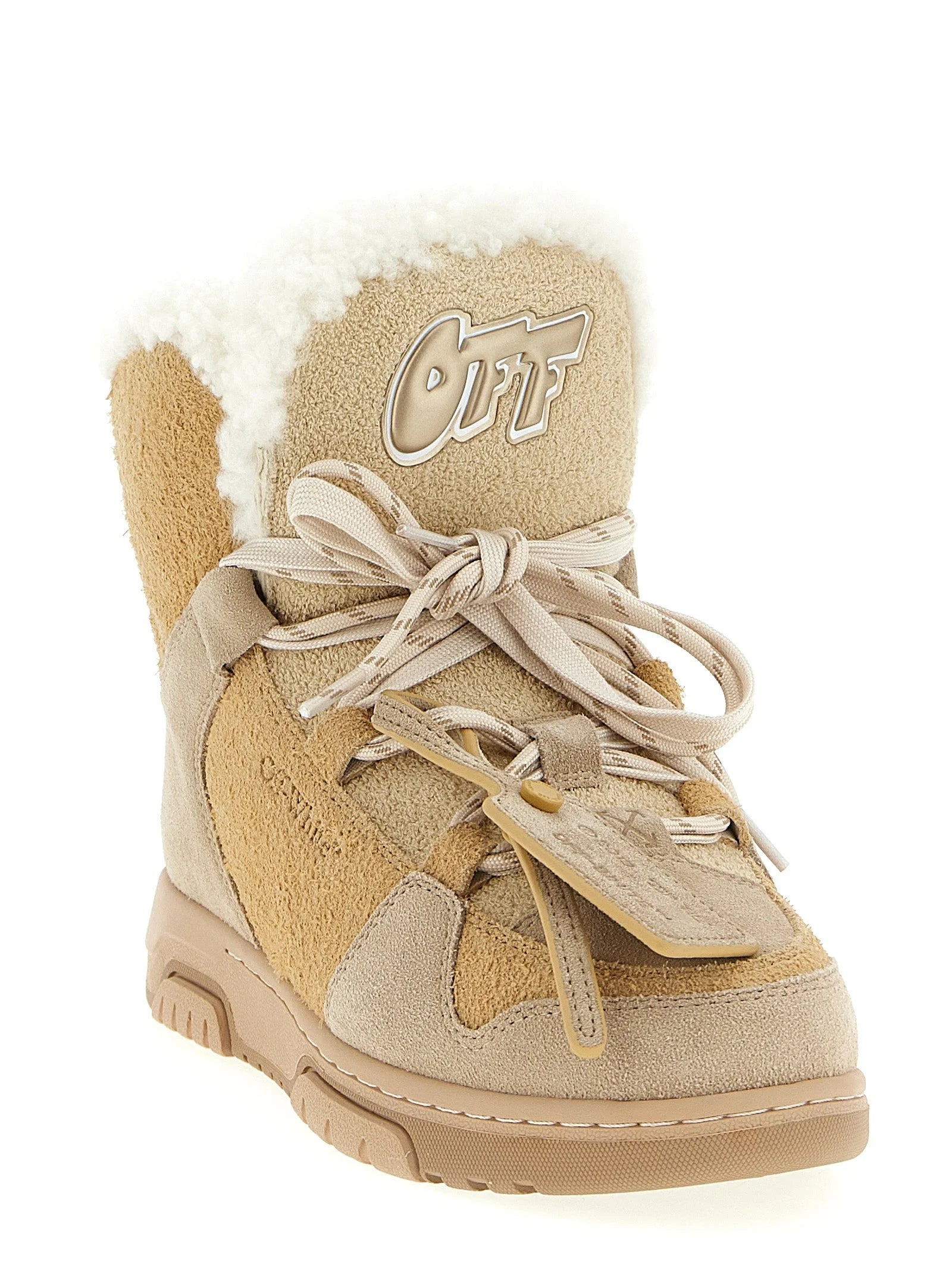 Off-White Beige Calfskin Ankle Boots - EU40/US10