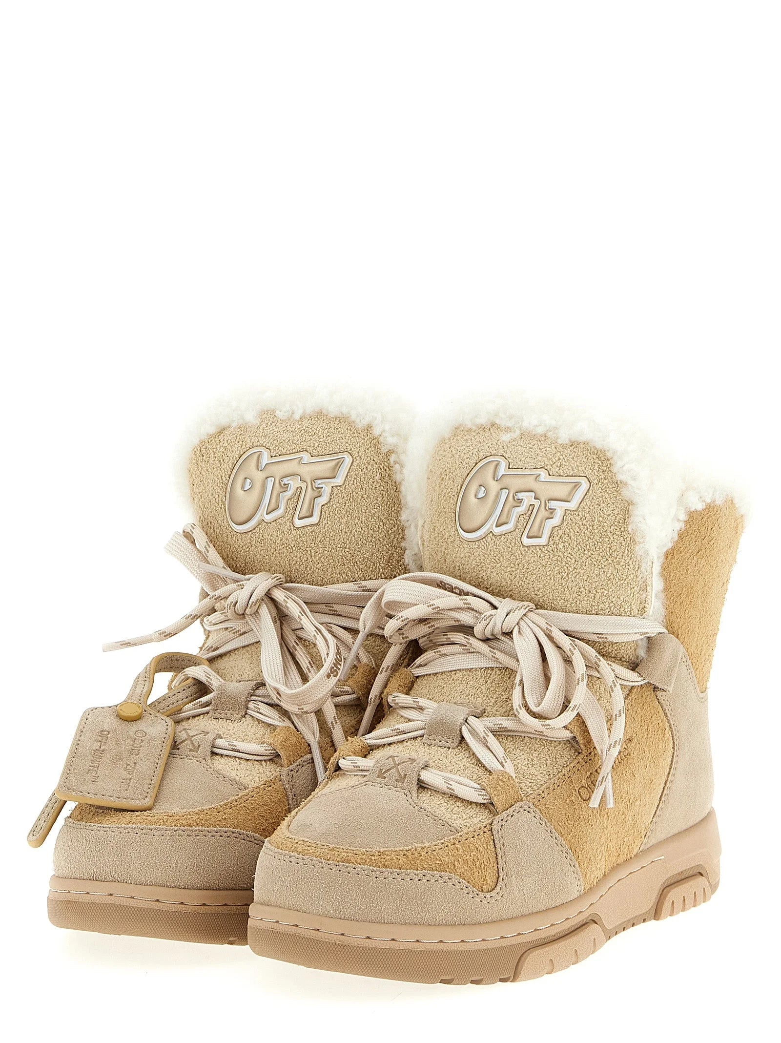 Off-White Beige Calfskin Ankle Boots - EU40/US10