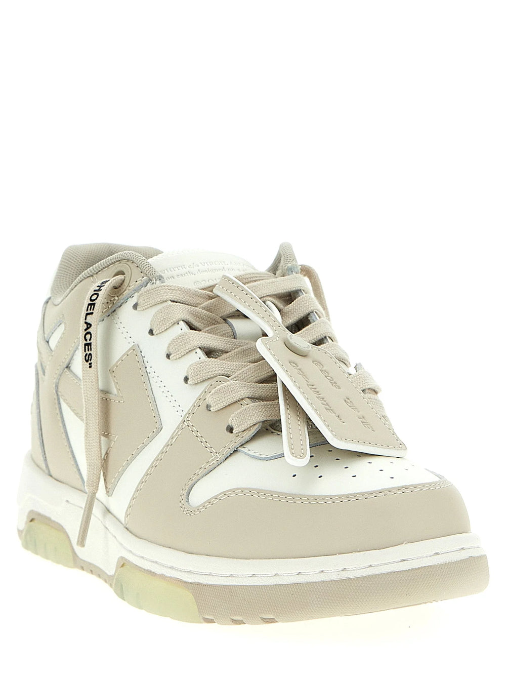 Off-White Beige Calfskin Low Top Sneakers