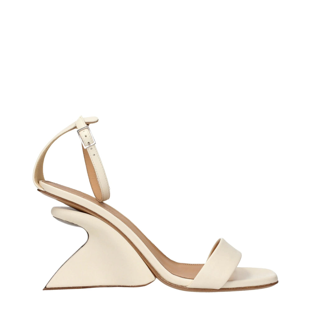 Off-White Beige Leather Platforms