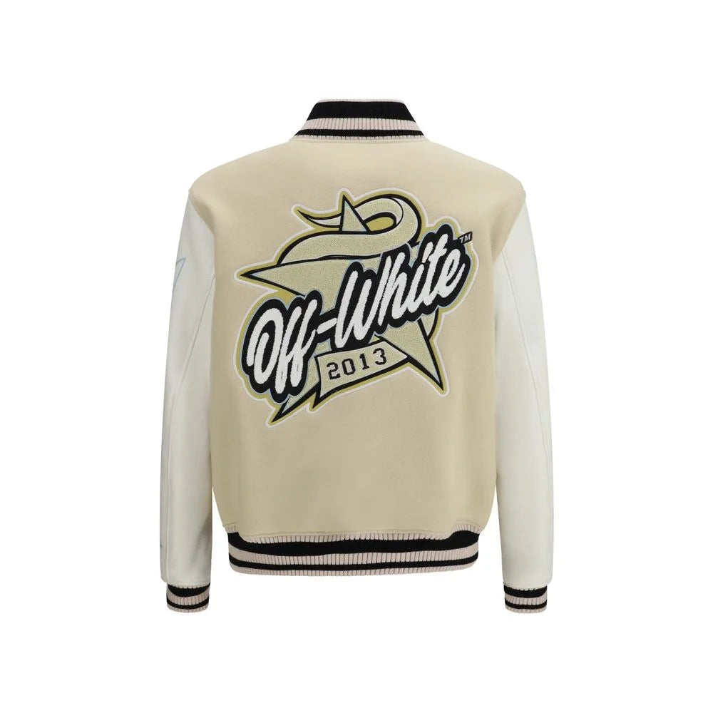 Off-White Beige Wool Bomber