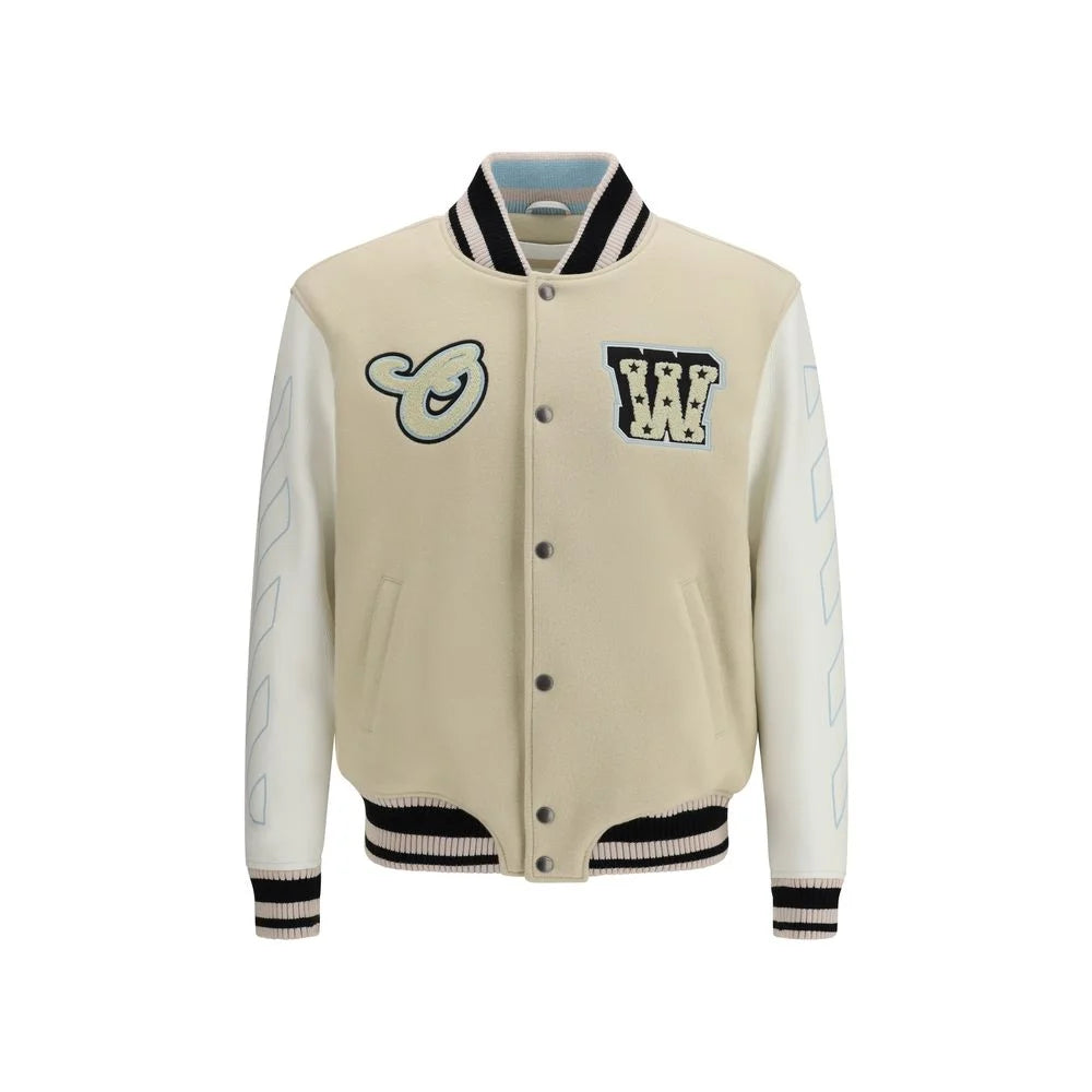 Off-White Beige Wool Bomber