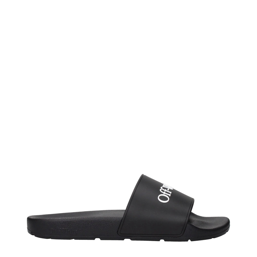 Off-White Black Cotton Slippers Sandals