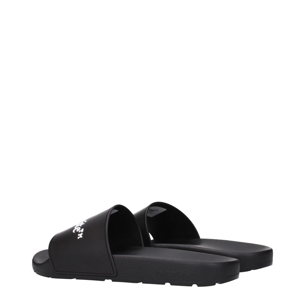 Off-White Black Cotton Slippers Sandals