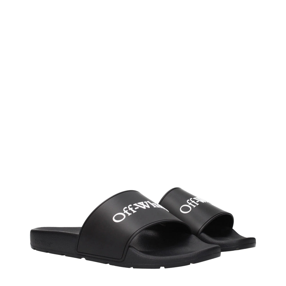 Off-White Black Cotton Slippers Sandals